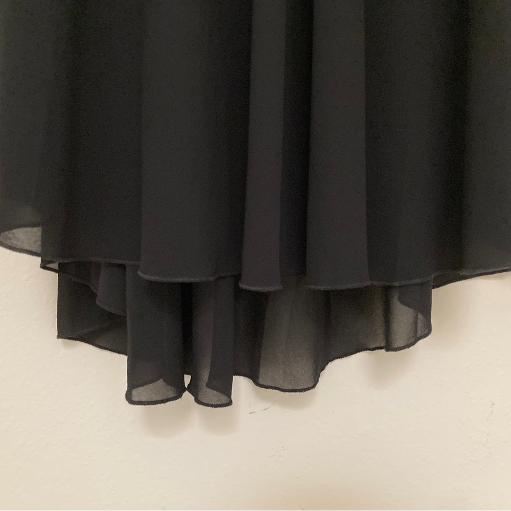 Black Semi-Formal Cocktail Dress with Lace Bodice Asymmetrical Hem Size M - Picture 7 of 10